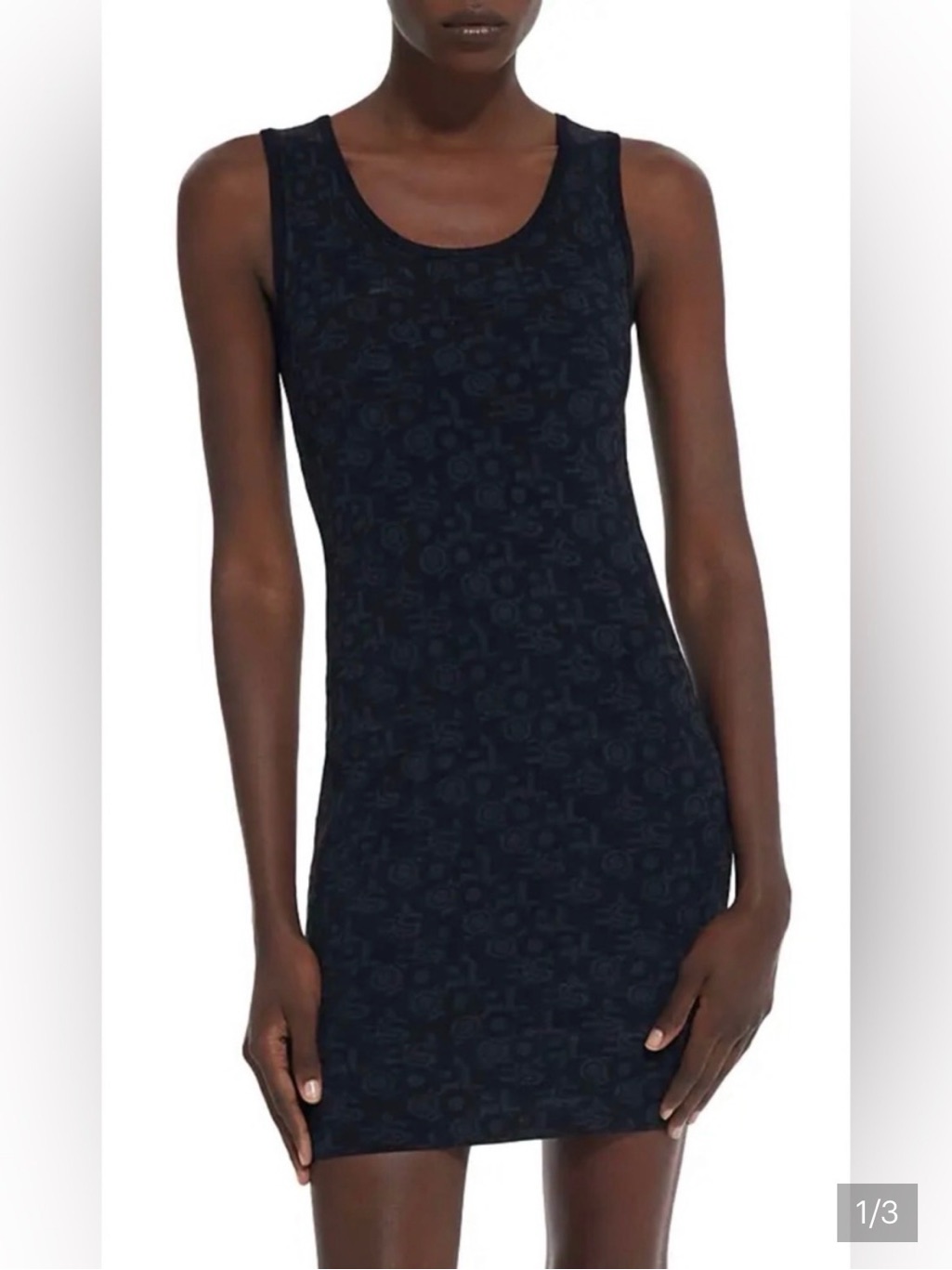 Nwt The Kooples Bodycon Mini Logo Knit Sleeveless Dress Size Medium